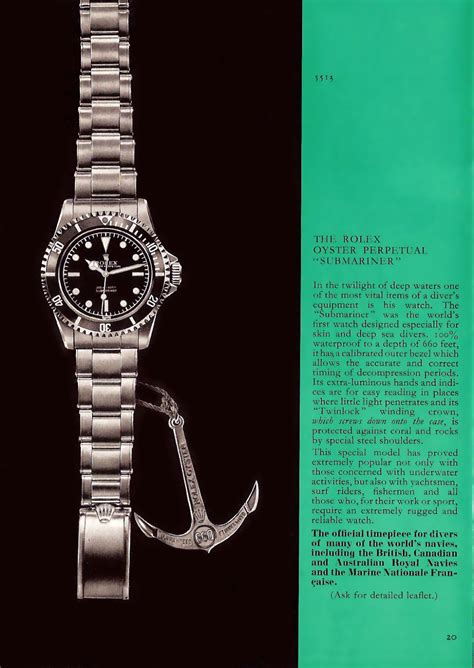 brochure rolex 0 anniversario submariner
